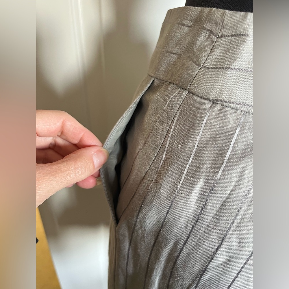 Vintage Emporio Armani Pinstripe Skirt Suit Set – Ruffle Trim IT 42/40 - Picture 7 of 11